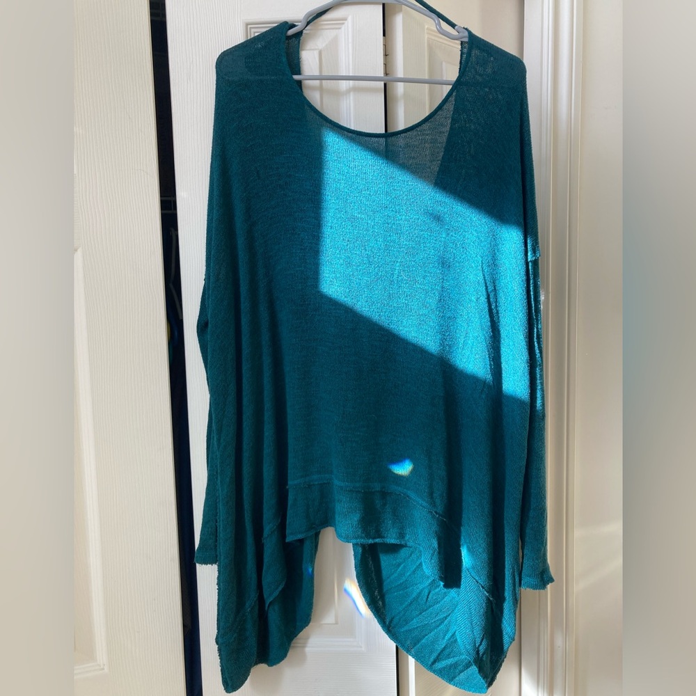 Free People Teal Twist back sweater